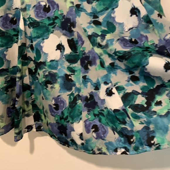 Ann Taylor Loft blue/green/gray/white watercolour floral midi skirt. US 8. EUC. - Picture 8 of 10